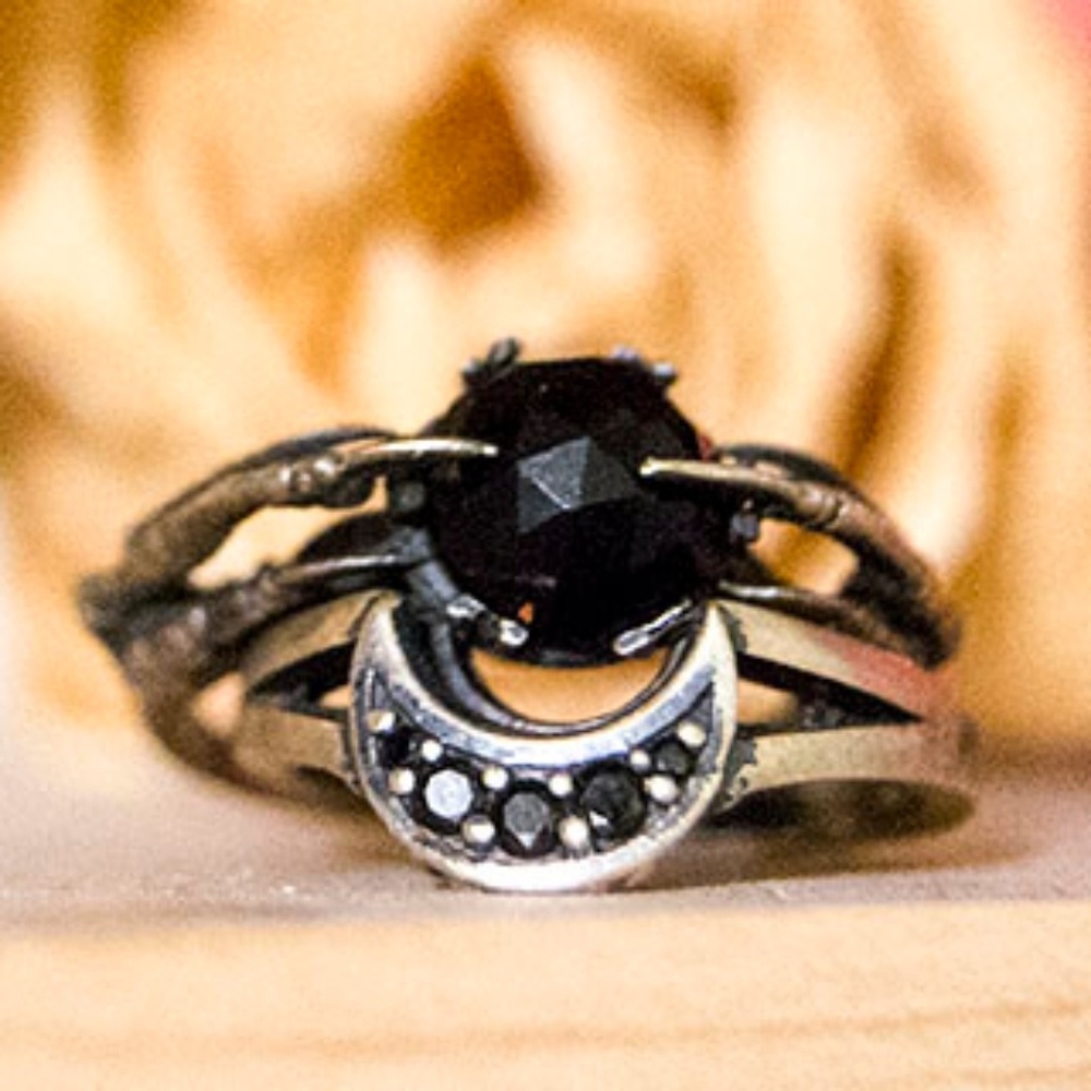 Bloodmilk Onyx Underworld Ring Set Stack *bridal*